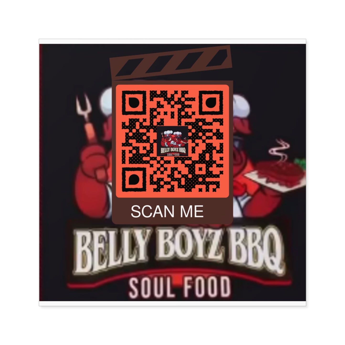 QR Custom Laminate Stickers, Square "Belly Boyz BBQ"