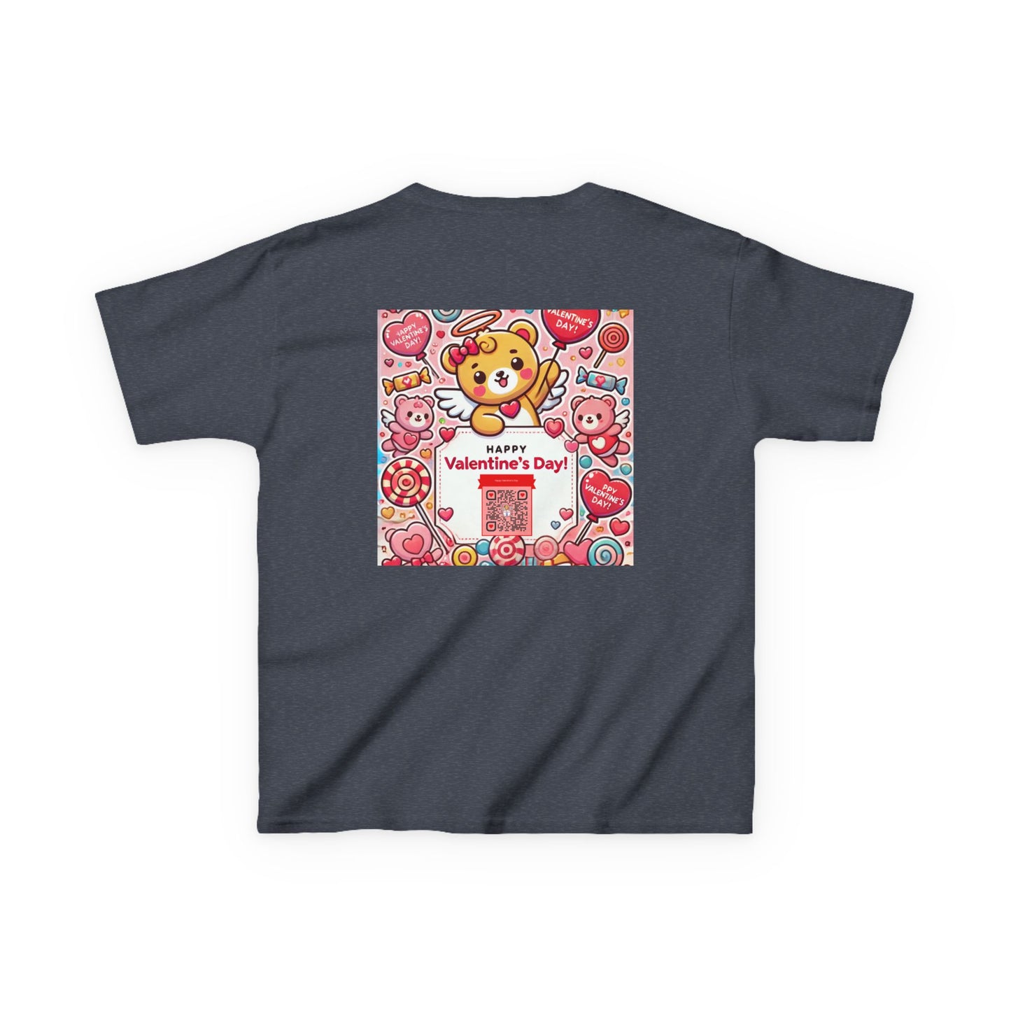 Kids T-Shirt Happy Valentines Day Scannable QR Code