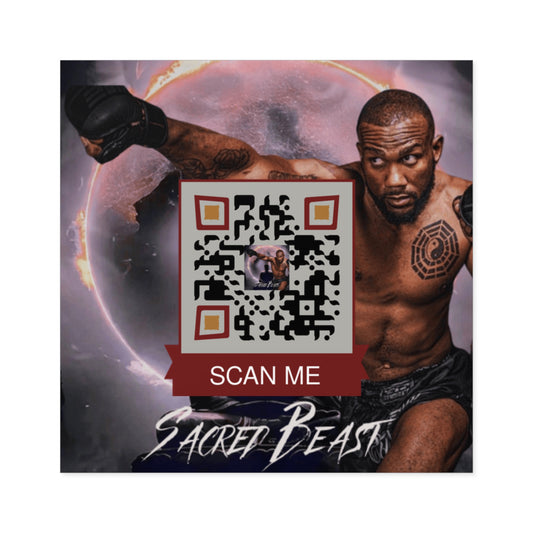 QR Custom Square Stickers, Indoor\Outdoor "Scared Beast"