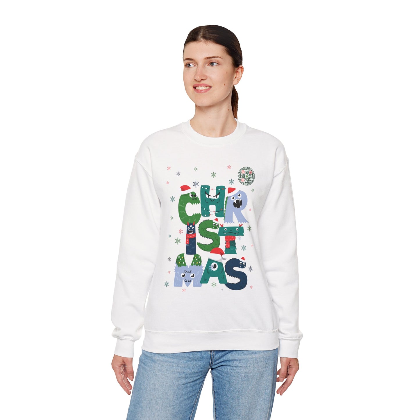 QR-Enabled Festive Crewneck Sweatshirt