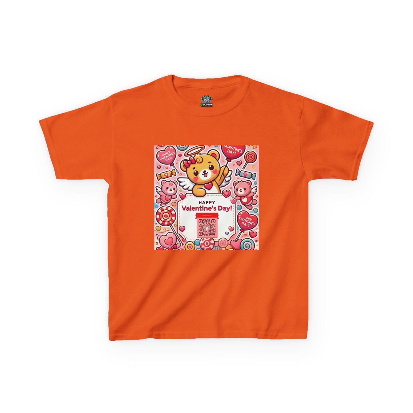 Kids T-Shirt Happy Valentines Day Scannable QR Code