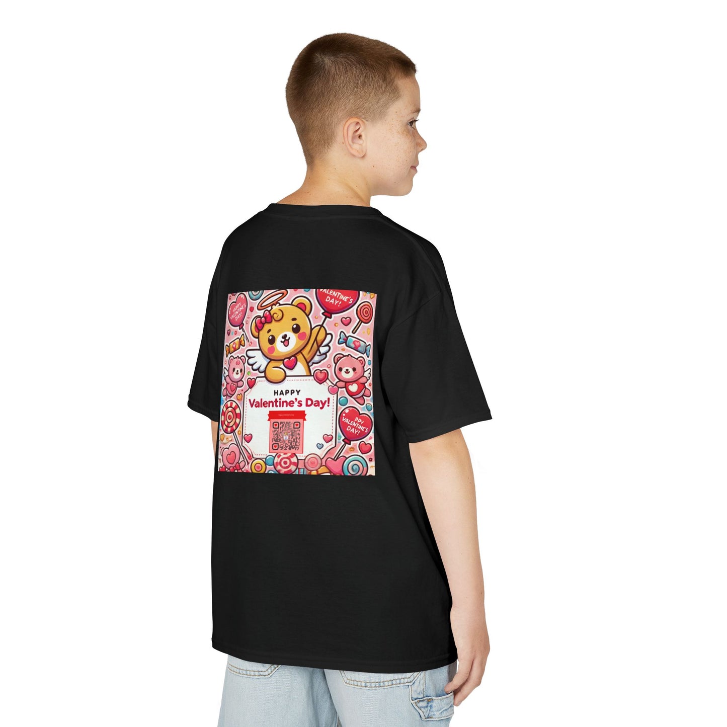 Kids T-Shirt Happy Valentines Day Scannable QR Code