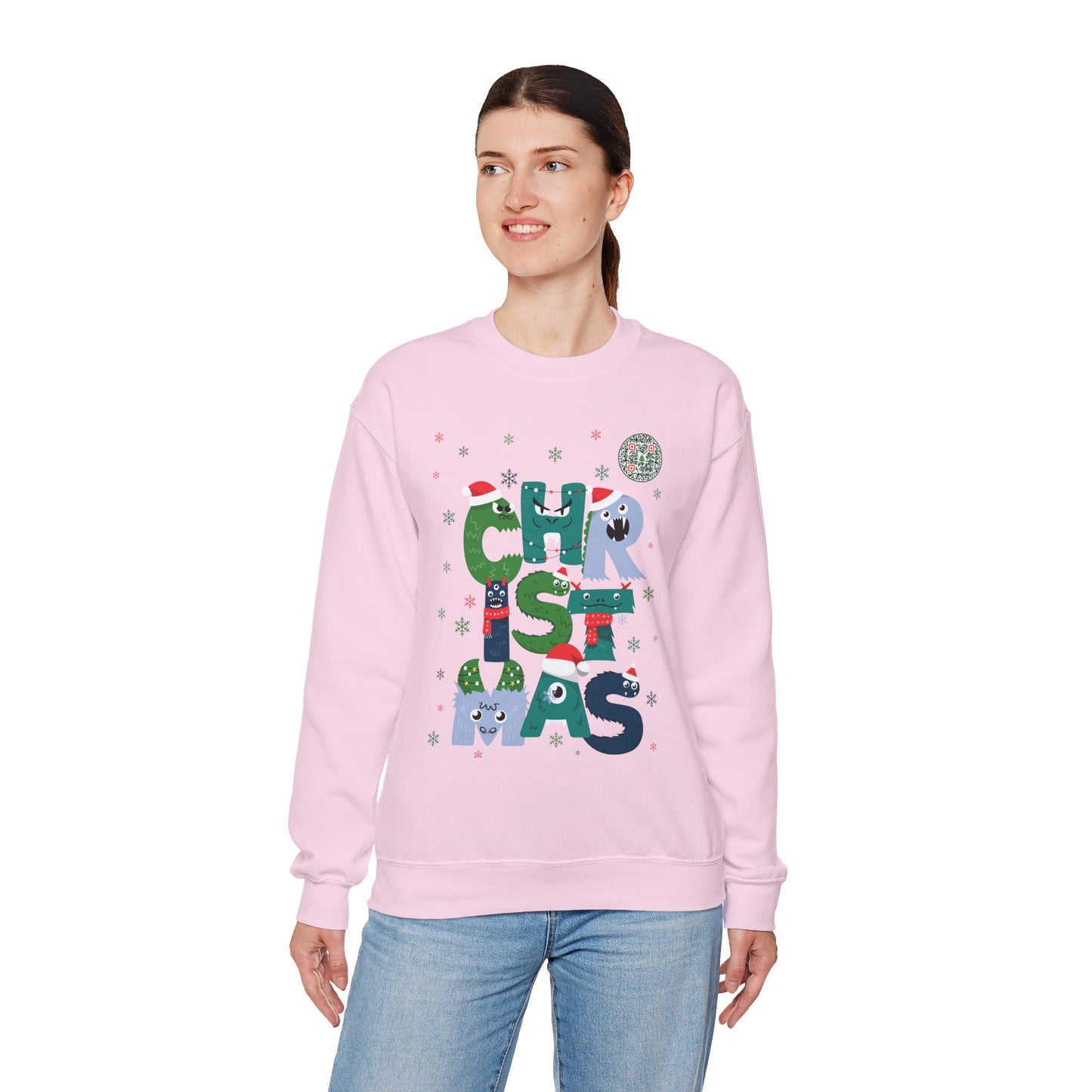 QR-Enabled Festive Crewneck Sweatshirt