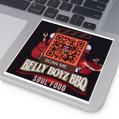 QR Custom Laminate Stickers, Square "Belly Boyz BBQ"