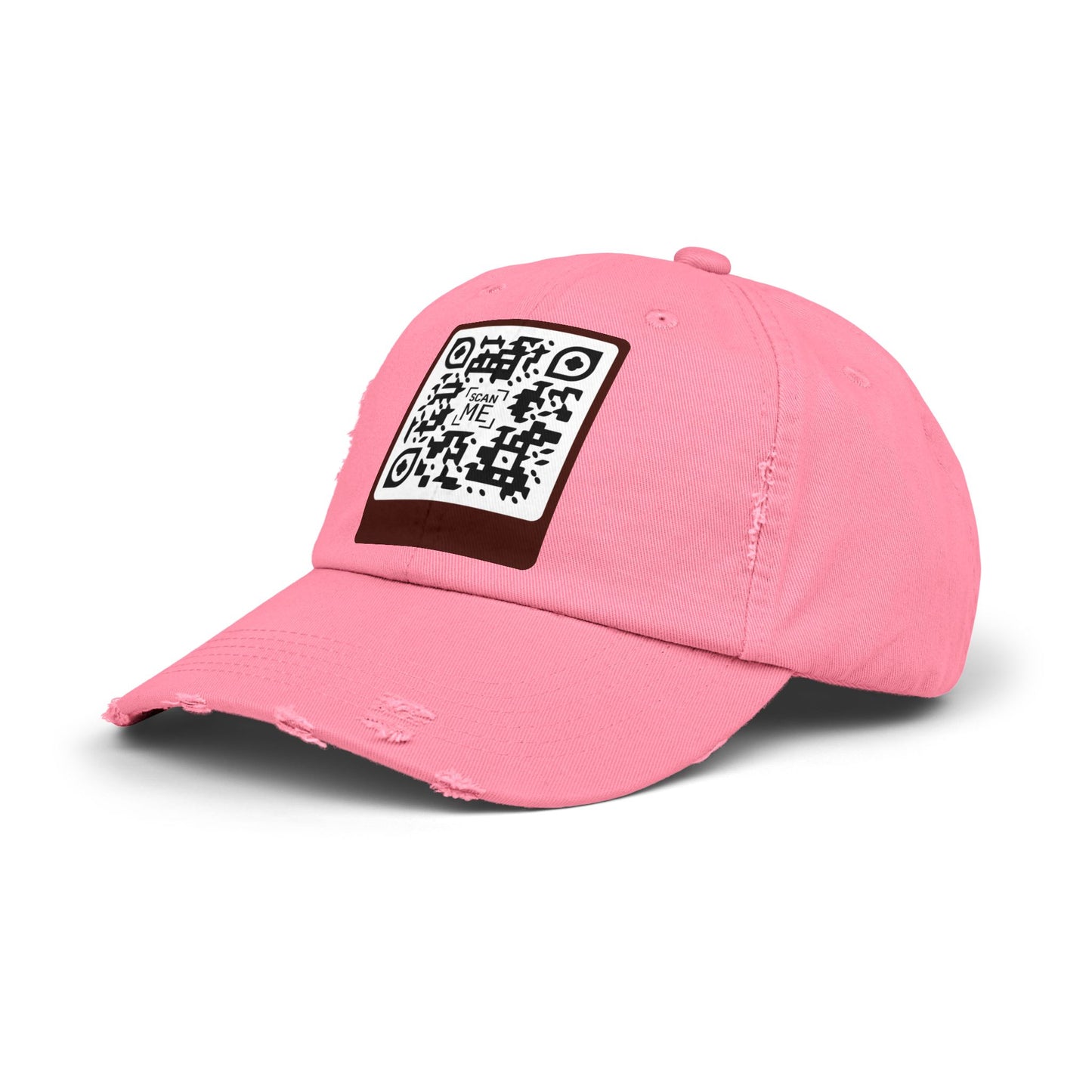 Distressed Cap with Scannable Smile QR Code Design