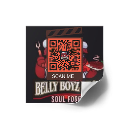 QR Custom Laminate Stickers, Square "Belly Boyz BBQ"