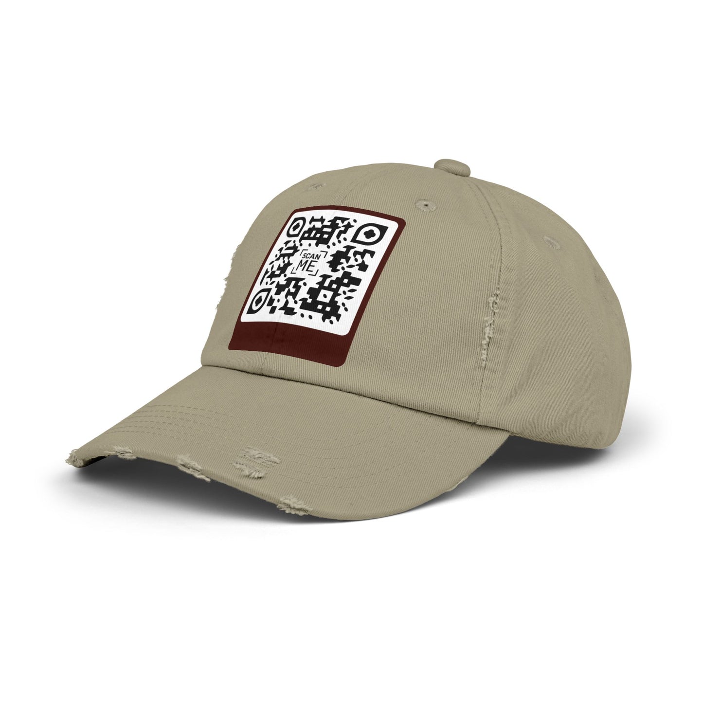 Distressed Cap with Scannable Smile QR Code Design