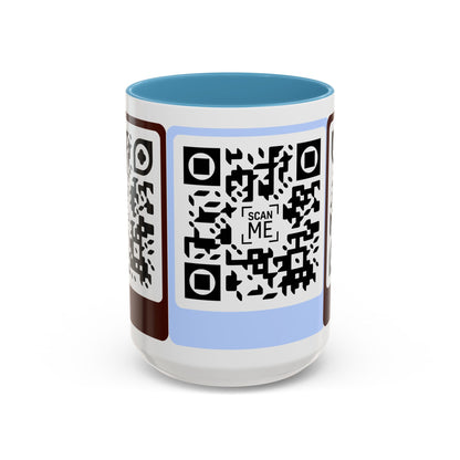 Coffee Mug, Scannable 'Smile' & 'Greatness' QR Code Design