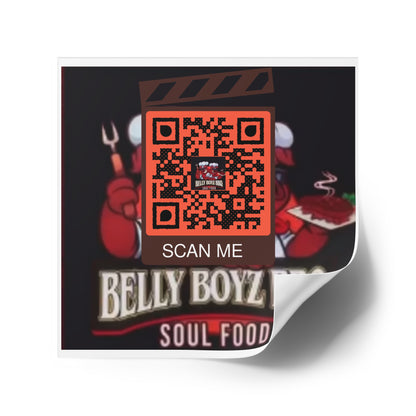 QR Custom Laminate Stickers, Square "Belly Boyz BBQ"
