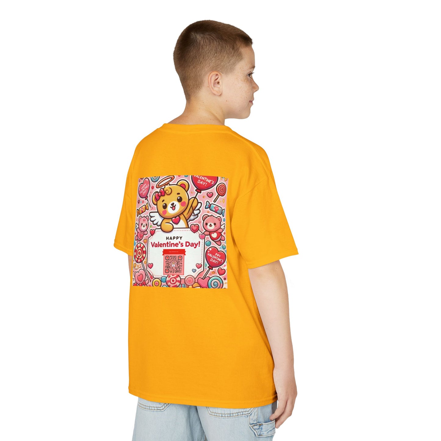 Kids T-Shirt Happy Valentines Day Scannable QR Code