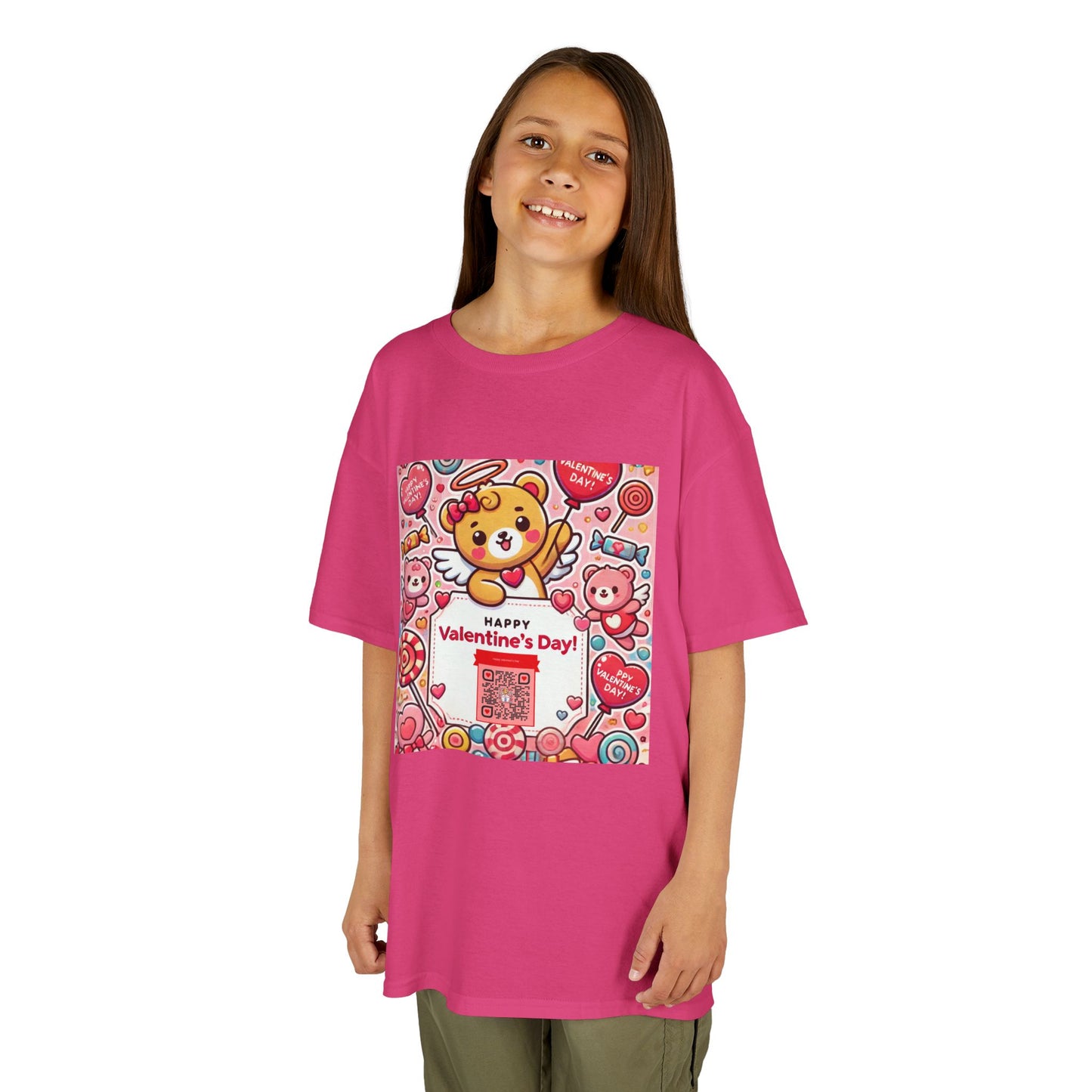 Kids T-Shirt Happy Valentines Day Scannable QR Code