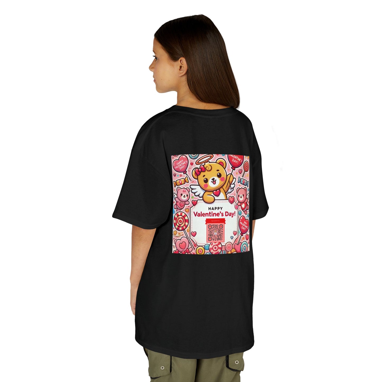 Kids T-Shirt Happy Valentines Day Scannable QR Code