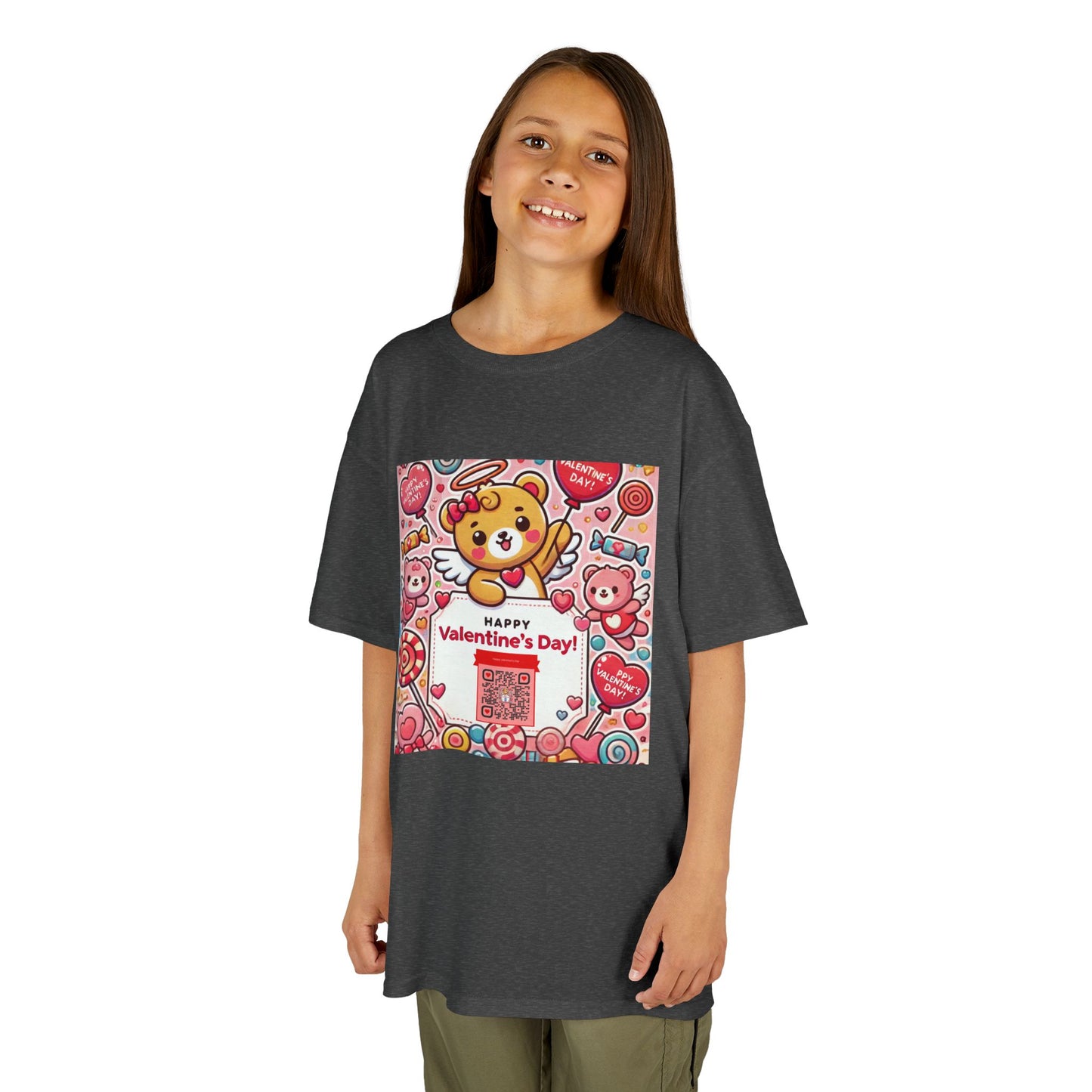 Kids T-Shirt Happy Valentines Day Scannable QR Code