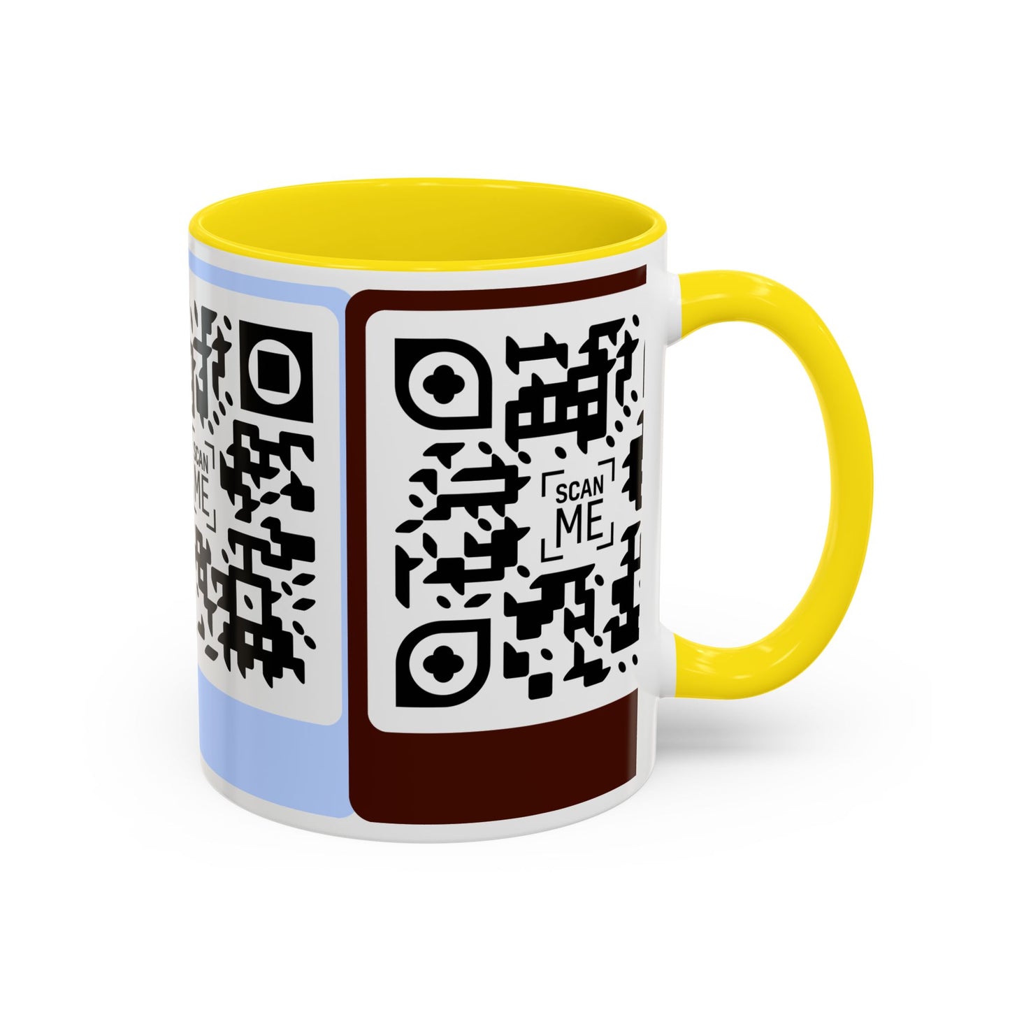 Coffee Mug, Scannable 'Smile' & 'Greatness' QR Code Design