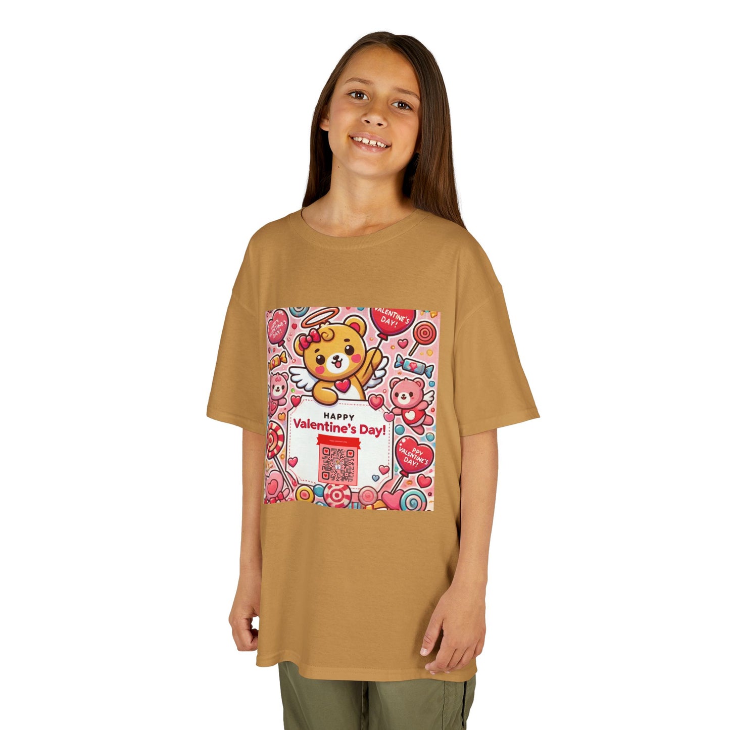 Kids T-Shirt Happy Valentines Day Scannable QR Code