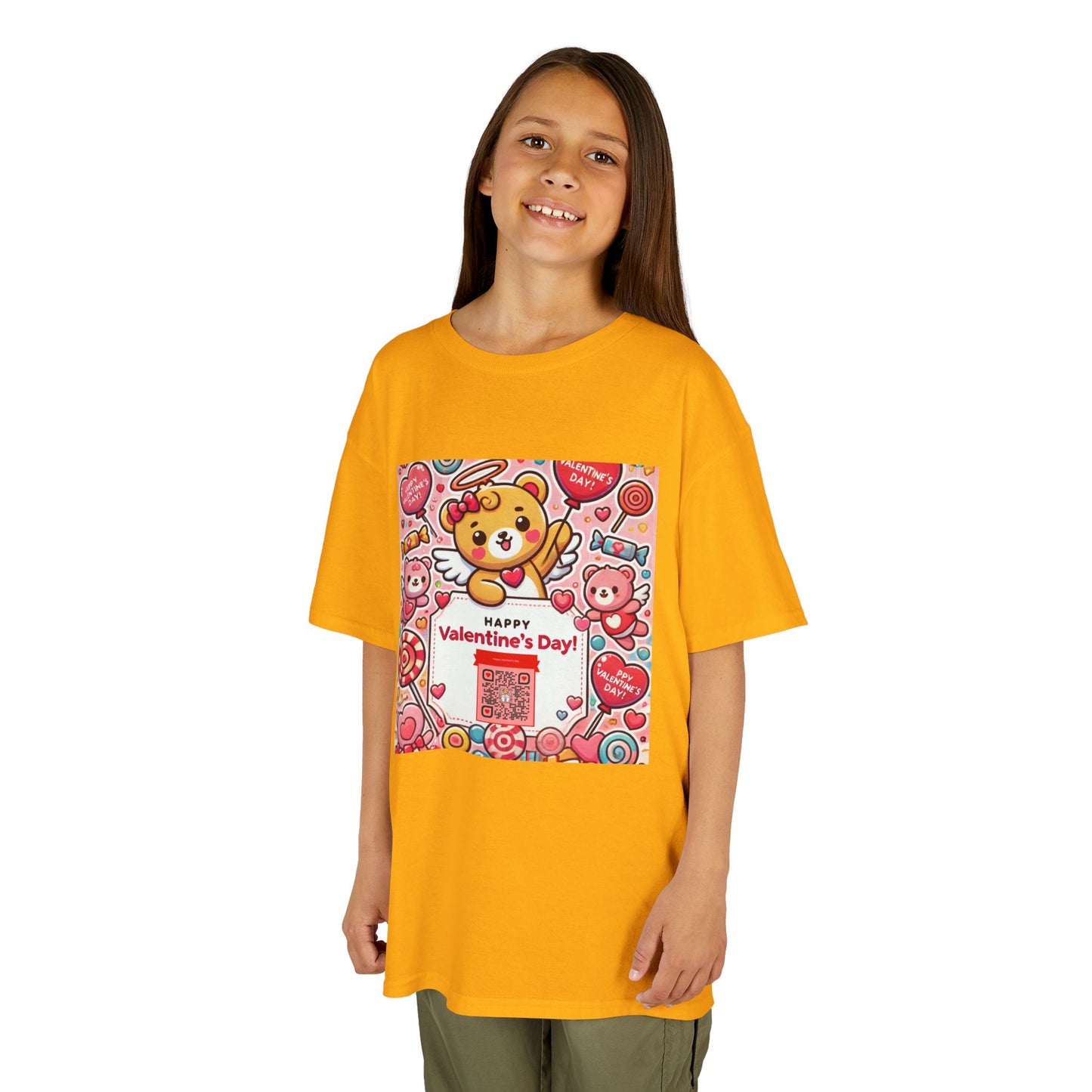 Kids T-Shirt Happy Valentines Day Scannable QR Code