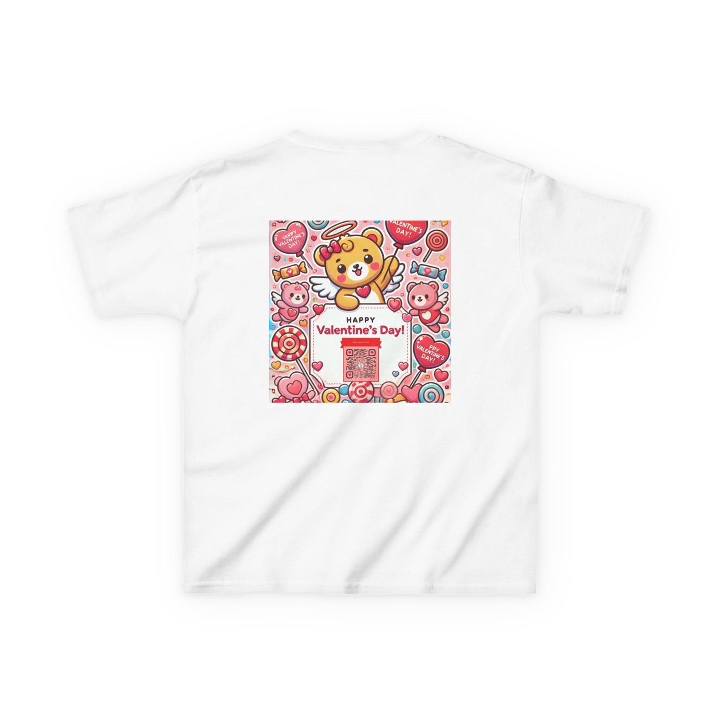 Kids T-Shirt Happy Valentines Day Scannable QR Code