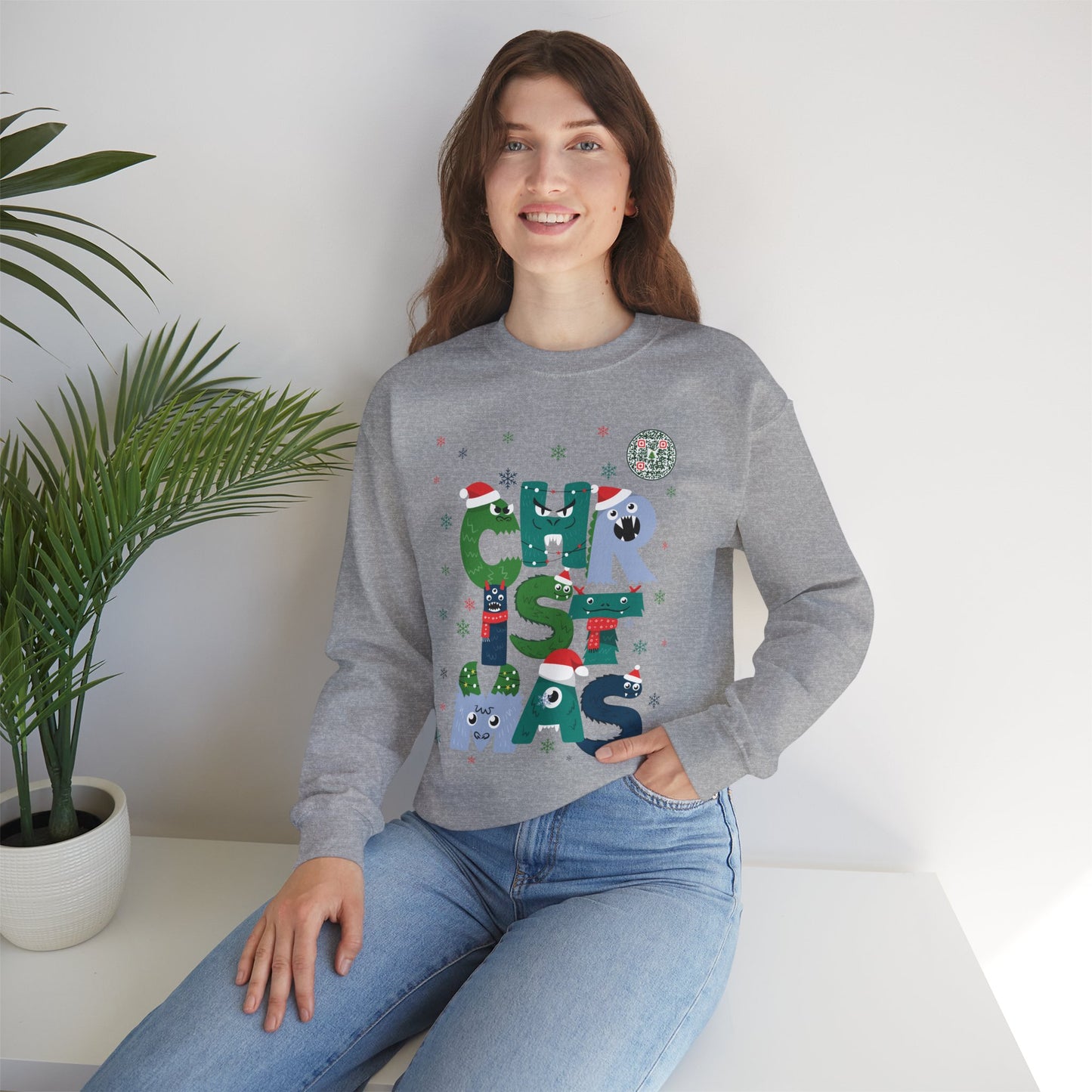 QR-Enabled Festive Crewneck Sweatshirt
