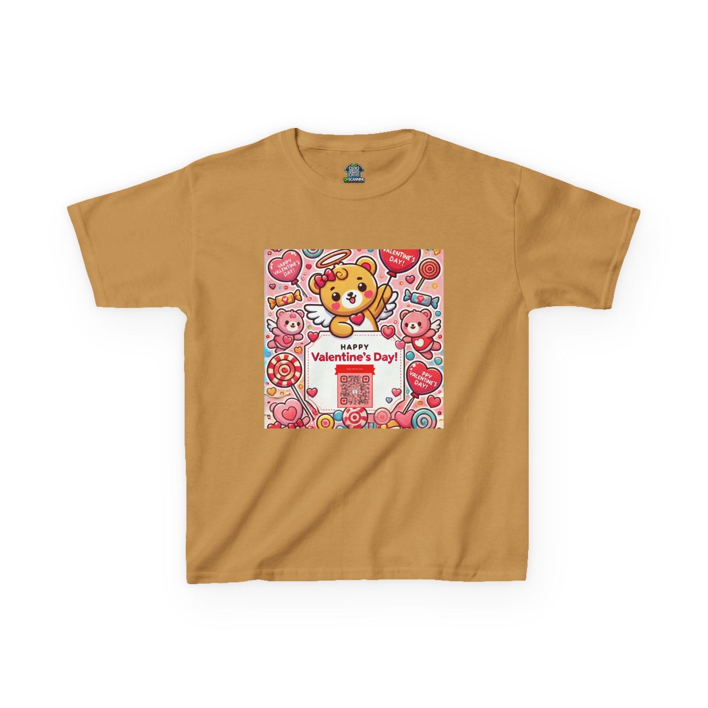 Kids T-Shirt Happy Valentines Day Scannable QR Code