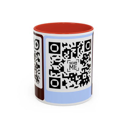 Coffee Mug, Scannable 'Smile' & 'Greatness' QR Code Design