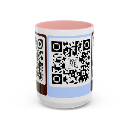 Coffee Mug, Scannable 'Smile' & 'Greatness' QR Code Design
