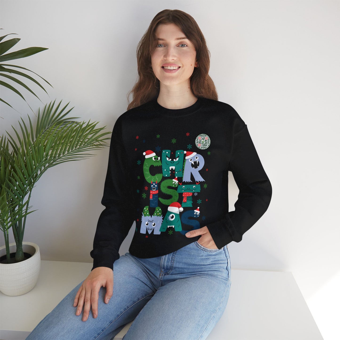 QR-Enabled Festive Crewneck Sweatshirt