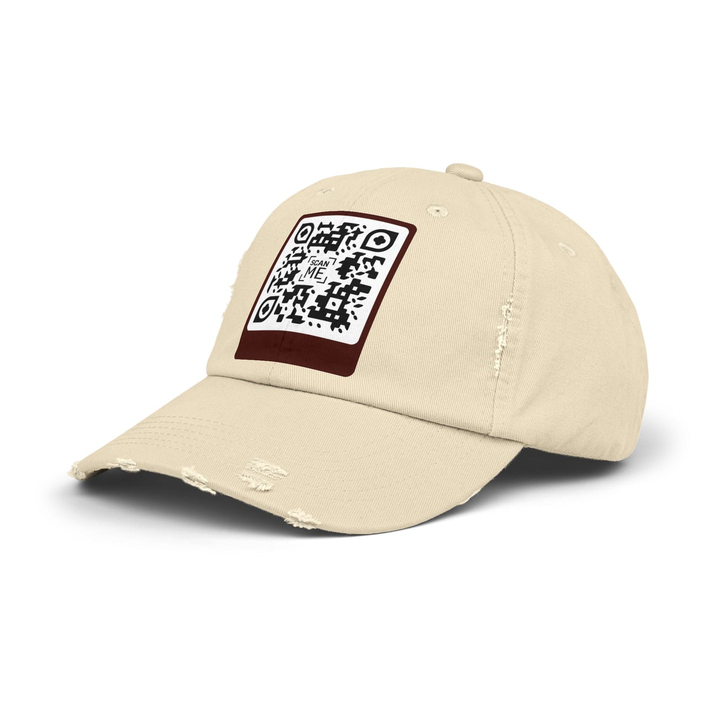 Distressed Cap with Scannable Smile QR Code Design