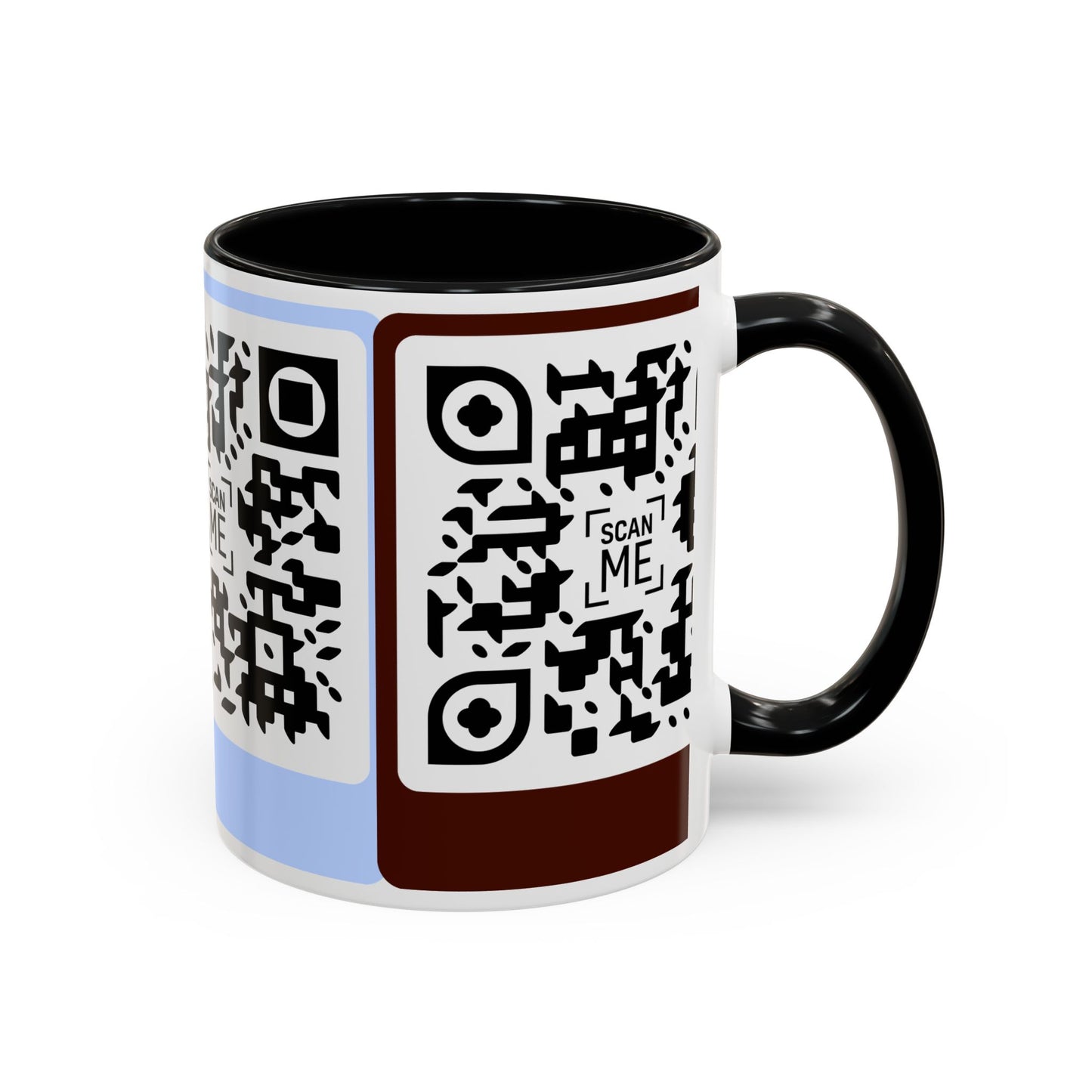 Coffee Mug, Scannable 'Smile' & 'Greatness' QR Code Design