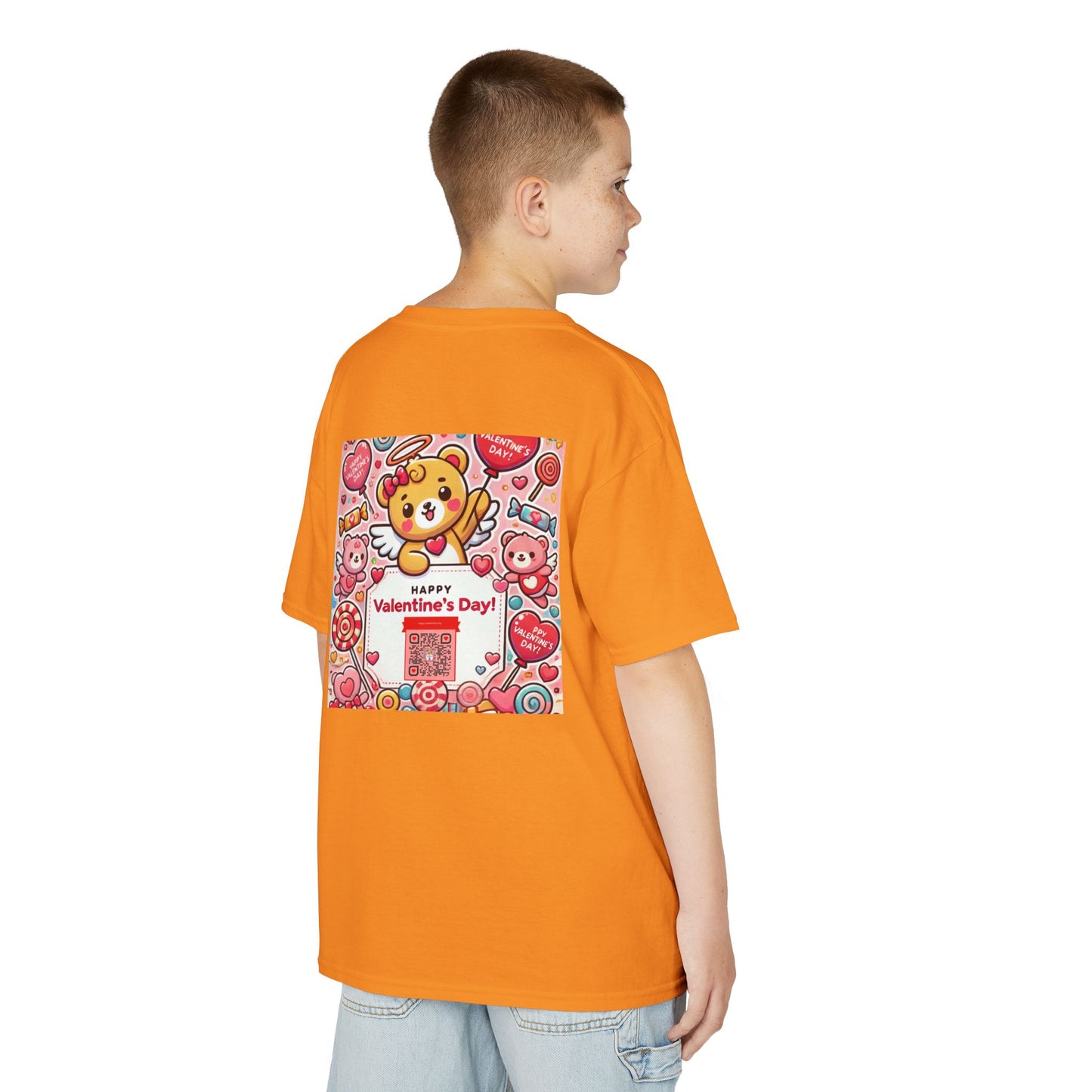 Kids T-Shirt Happy Valentines Day Scannable QR Code