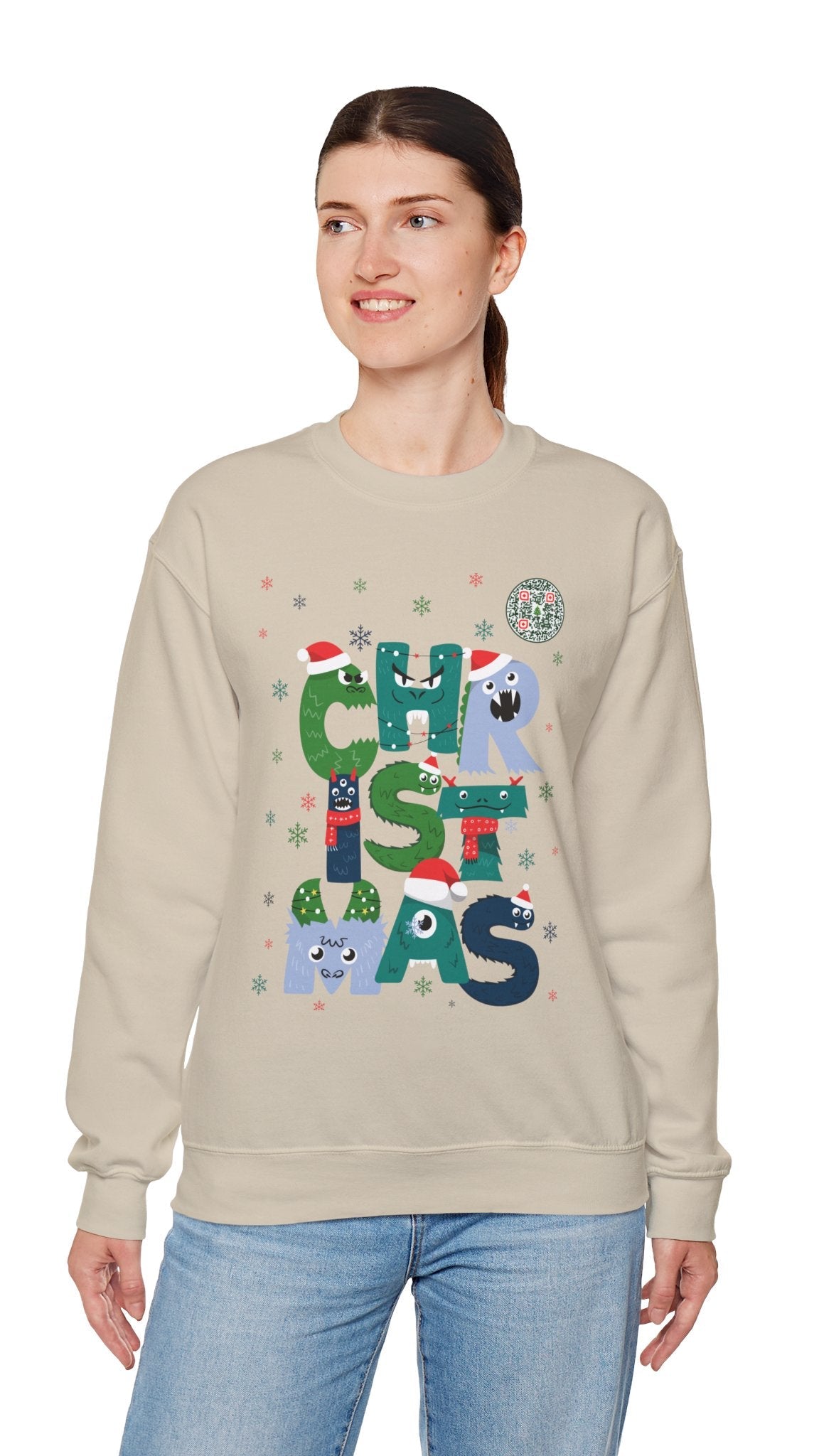 QR-Enabled Festive Crewneck Sweatshirt