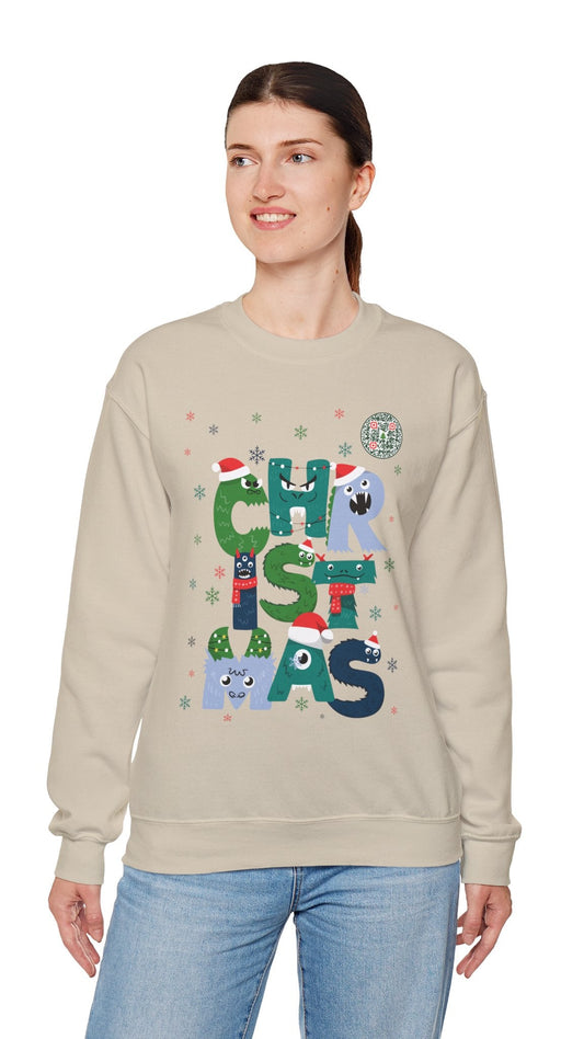 QR-Enabled Festive Crewneck Sweatshirt