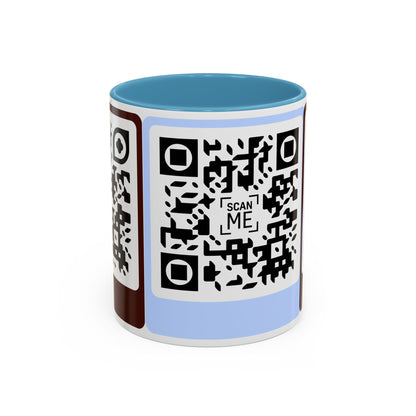 Coffee Mug, Scannable 'Smile' & 'Greatness' QR Code Design