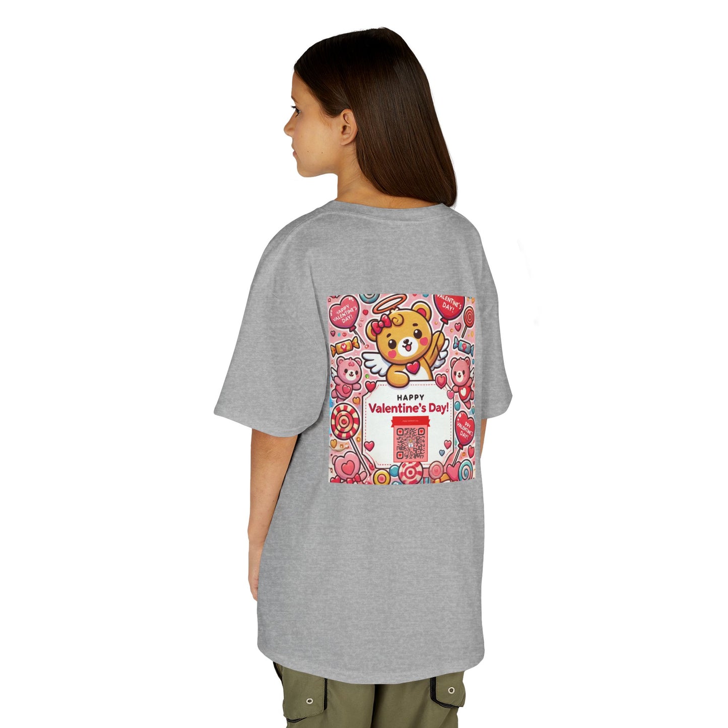 Kids T-Shirt Happy Valentines Day Scannable QR Code