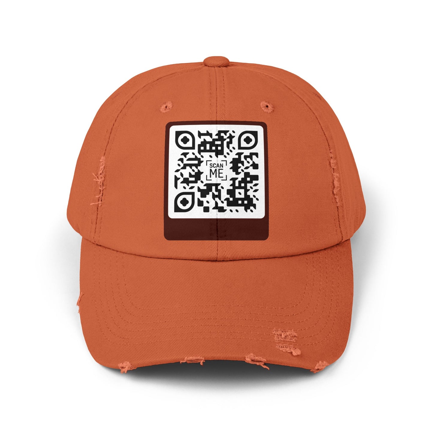 Distressed Cap with Scannable Smile QR Code Design