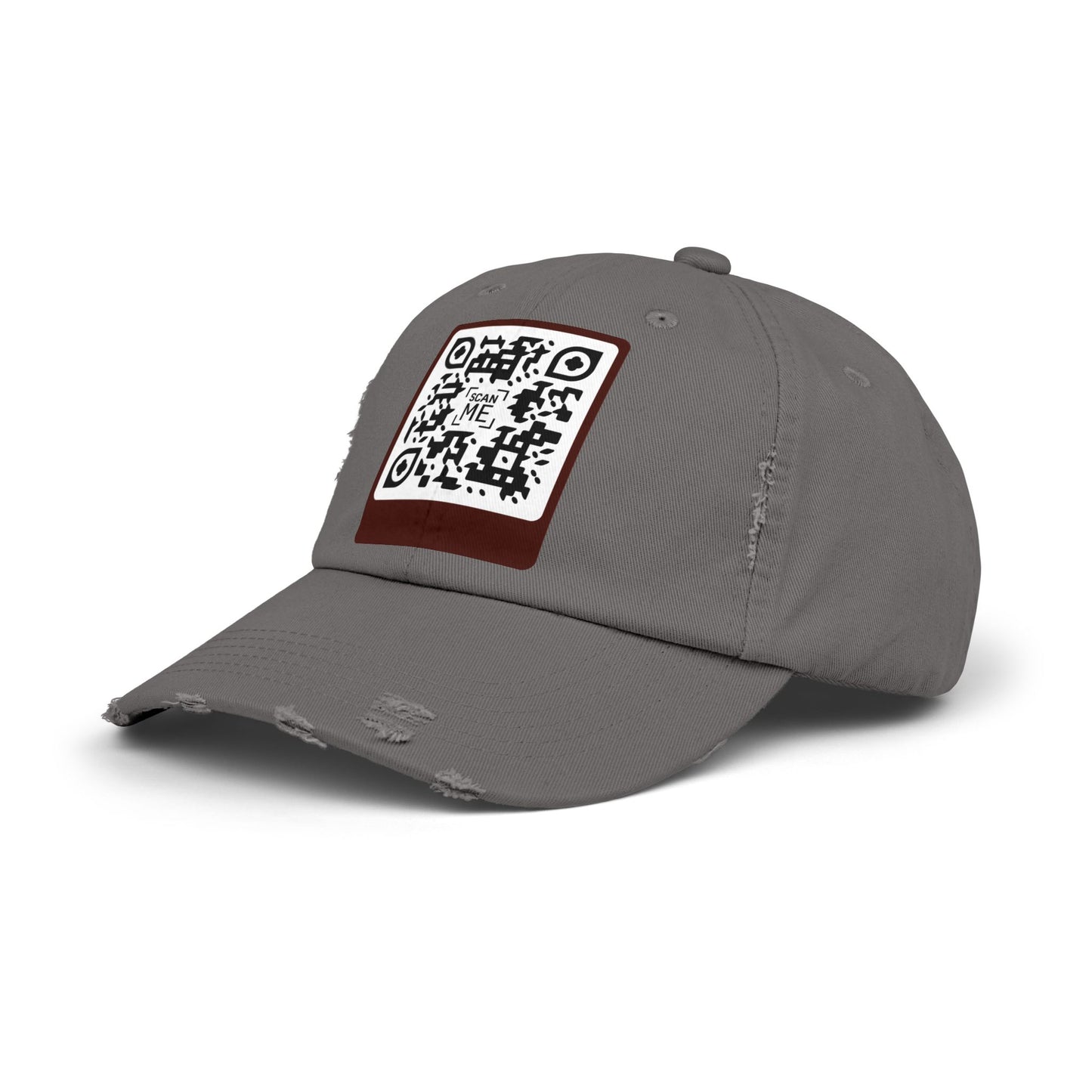 Distressed Cap with Scannable Smile QR Code Design