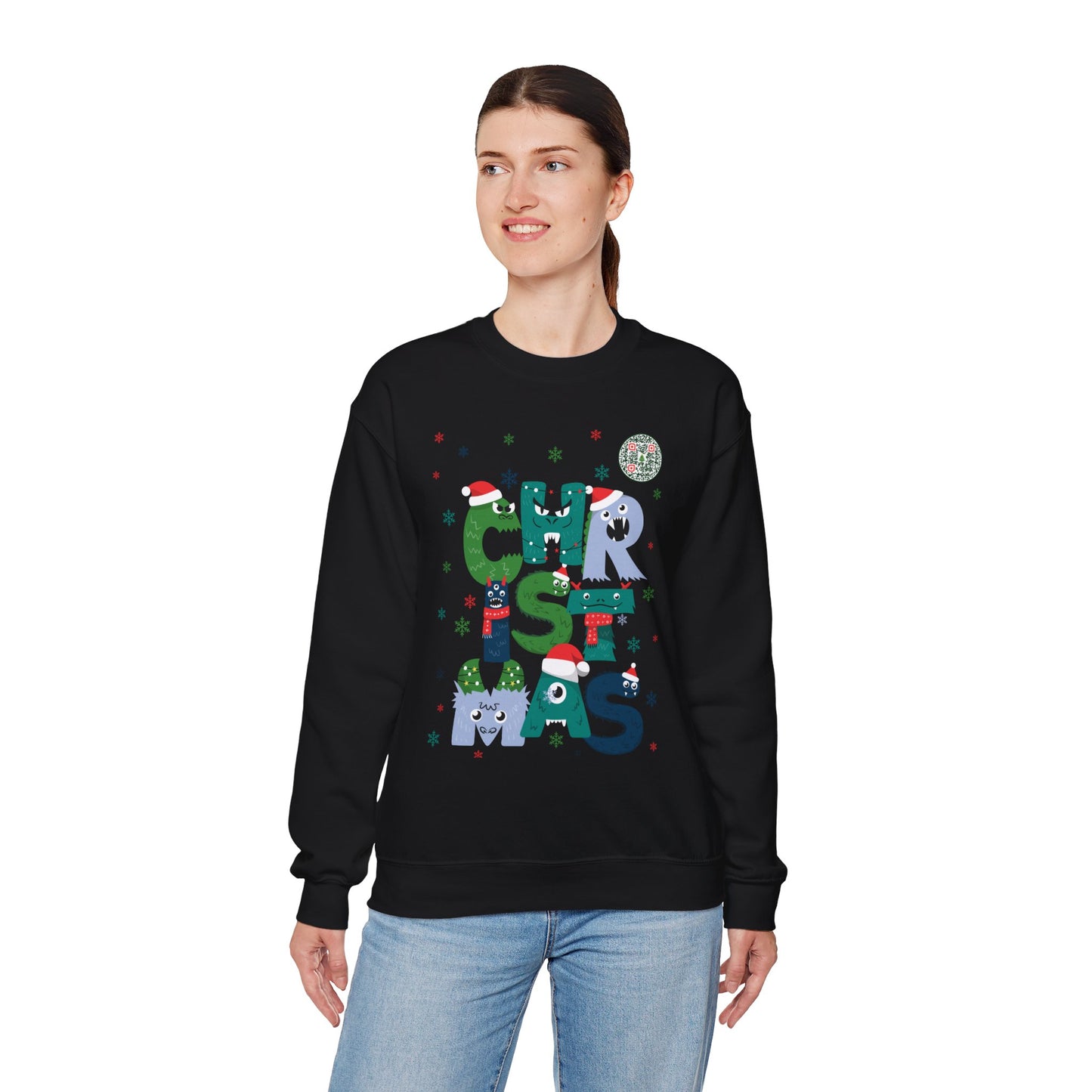 QR-Enabled Festive Crewneck Sweatshirt