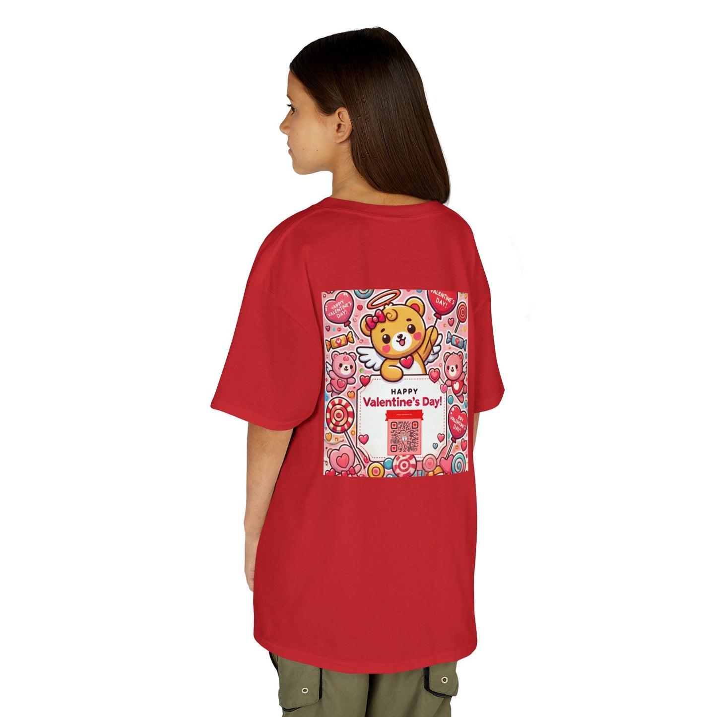 Kids T-Shirt Happy Valentines Day Scannable QR Code