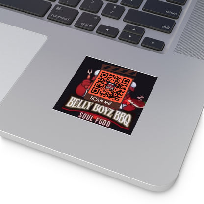 QR Custom Laminate Stickers, Square "Belly Boyz BBQ"
