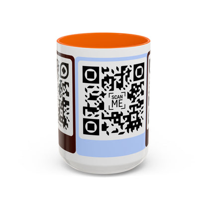 Coffee Mug, Scannable 'Smile' & 'Greatness' QR Code Design