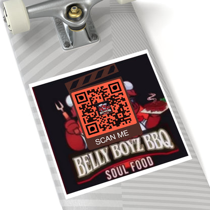 QR Custom Laminate Stickers, Square "Belly Boyz BBQ"