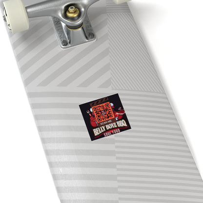 QR Custom Laminate Stickers, Square "Belly Boyz BBQ"
