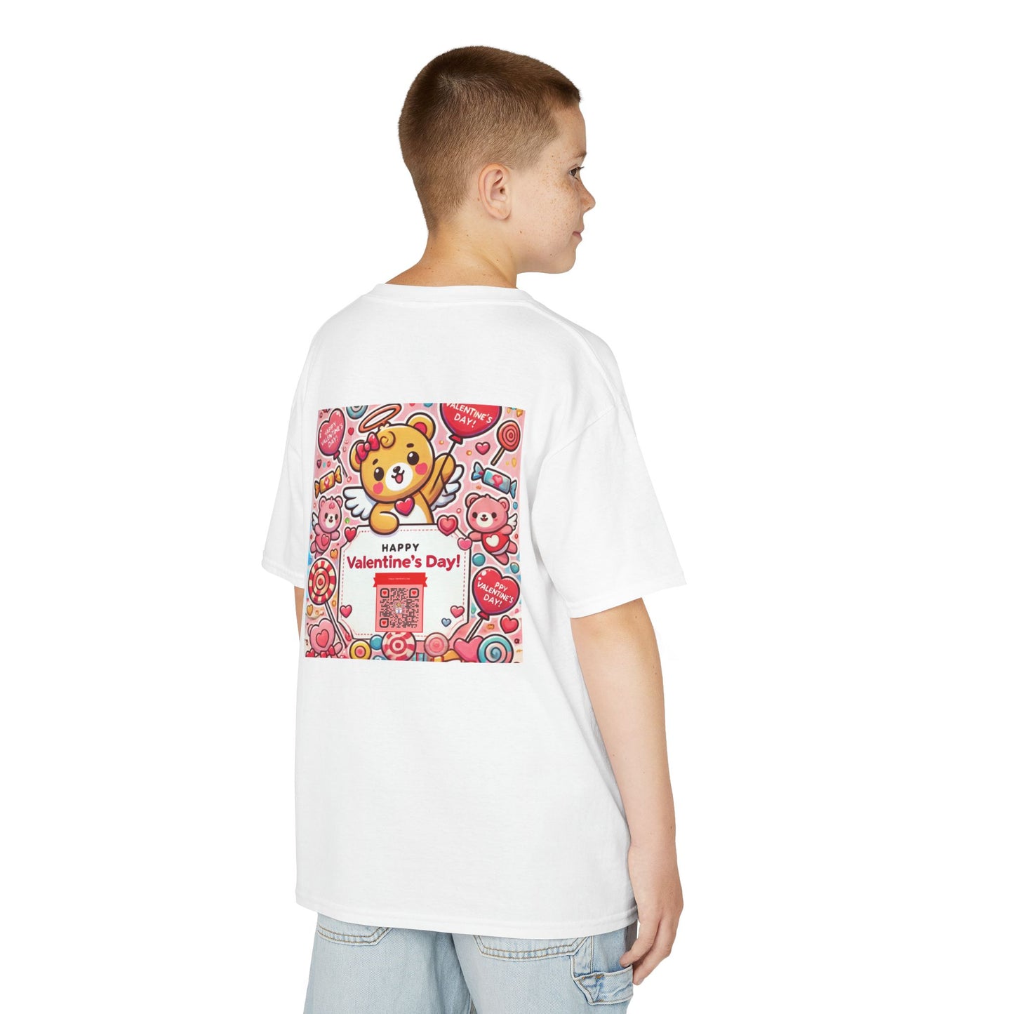 Kids T-Shirt Happy Valentines Day Scannable QR Code