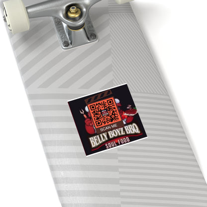 QR Custom Laminate Stickers, Square "Belly Boyz BBQ"