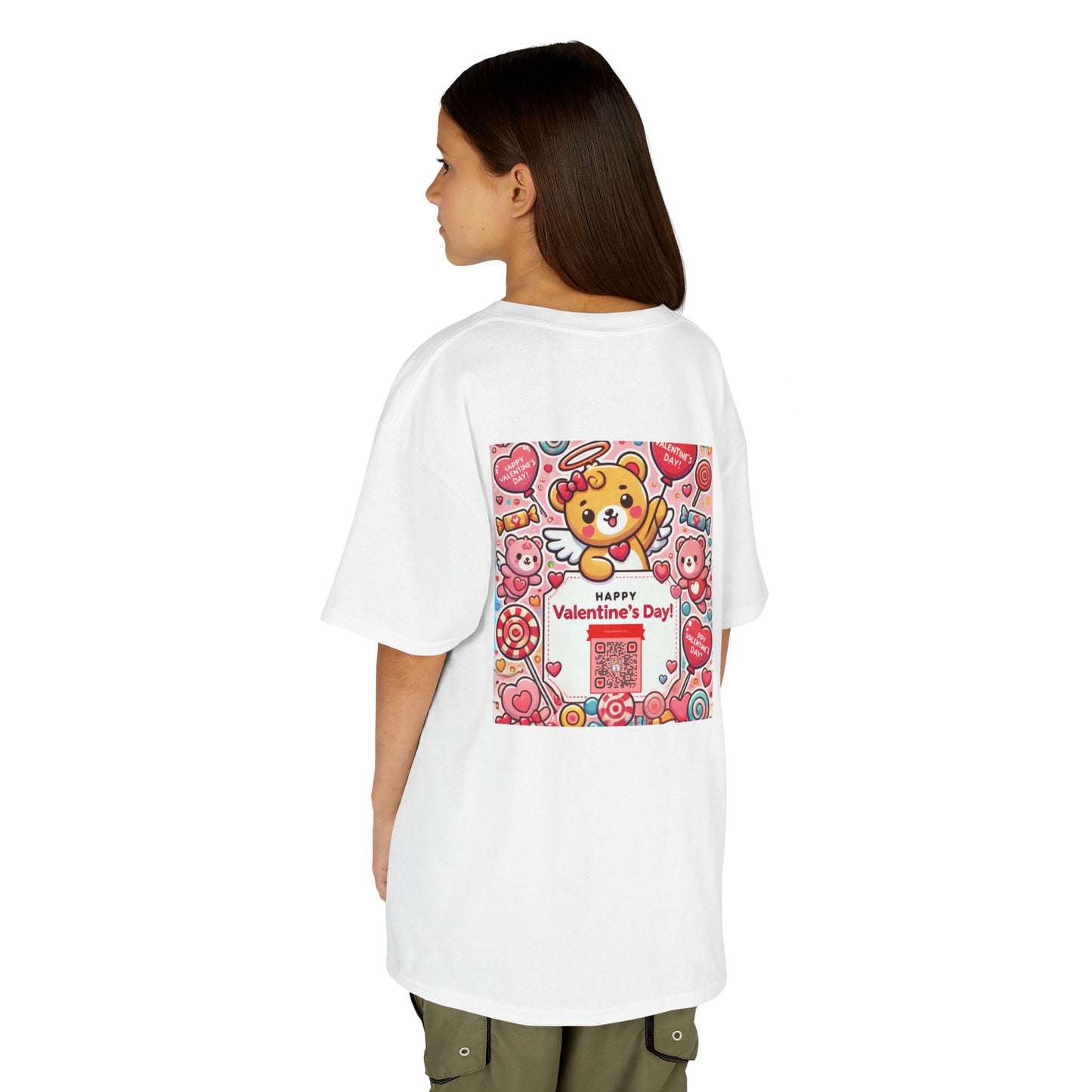 Kids T-Shirt Happy Valentines Day Scannable QR Code