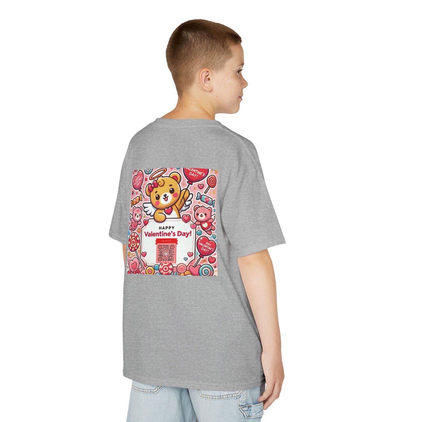 Kids T-Shirt Happy Valentines Day Scannable QR Code