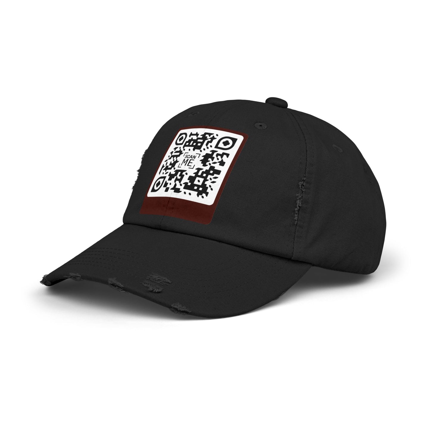 Distressed Cap with Scannable Smile QR Code Design