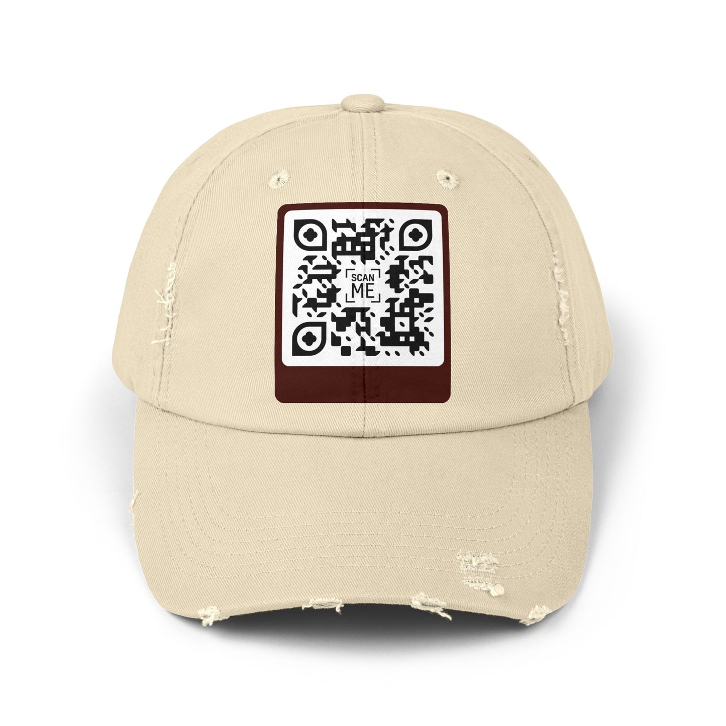 Distressed Cap with Scannable Smile QR Code Design