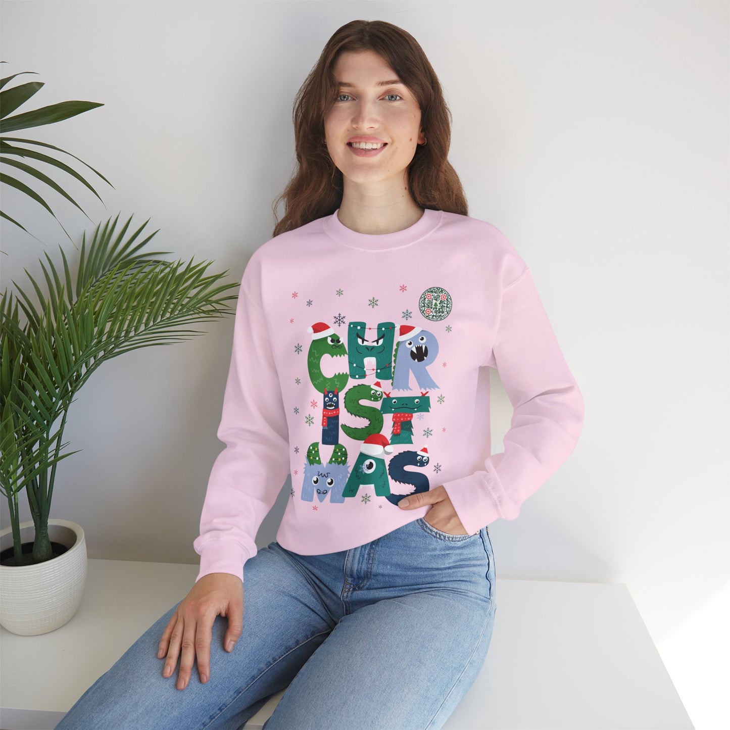 QR-Enabled Festive Crewneck Sweatshirt