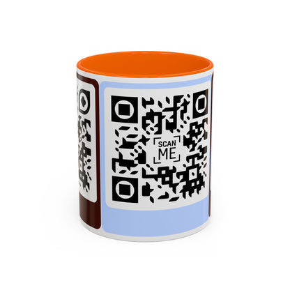 Coffee Mug, Scannable 'Smile' & 'Greatness' QR Code Design