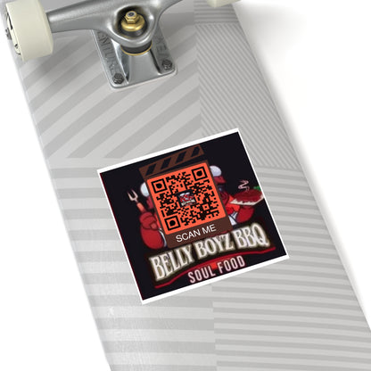 QR Custom Laminate Stickers, Square "Belly Boyz BBQ"